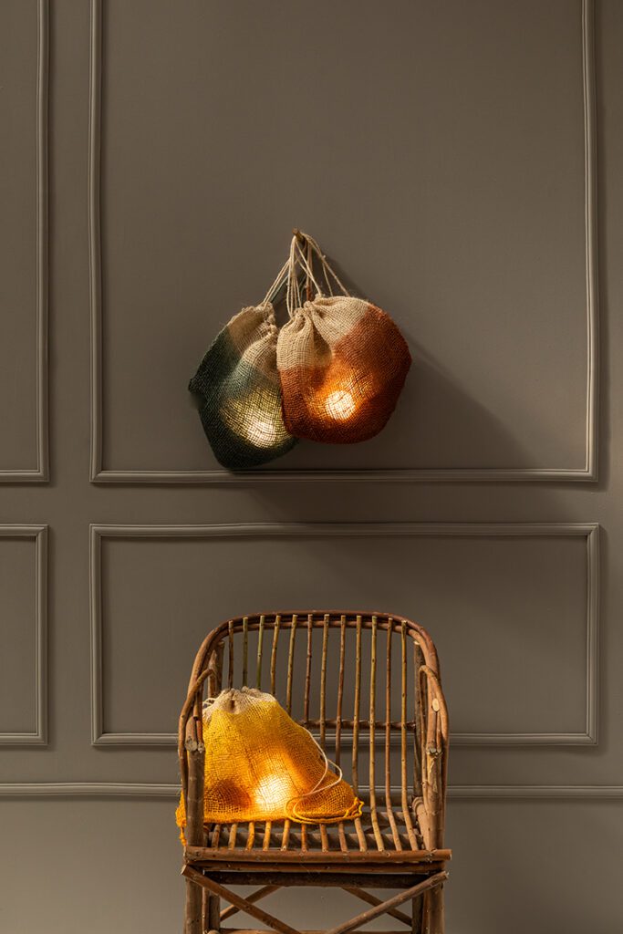 Firefly aplique fibra vegetal Let's Pause verde amarillo wall light